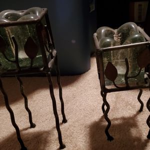 Pair of decorative candleholders - 8 in. And 10 in.